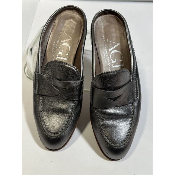 AGL Attilio Giusti Leombruni Silver Metallic Loafers Mules Shoes 37 EU 7 US - Picture 6 of 14